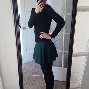 Flared Dark Green Skater Skirt